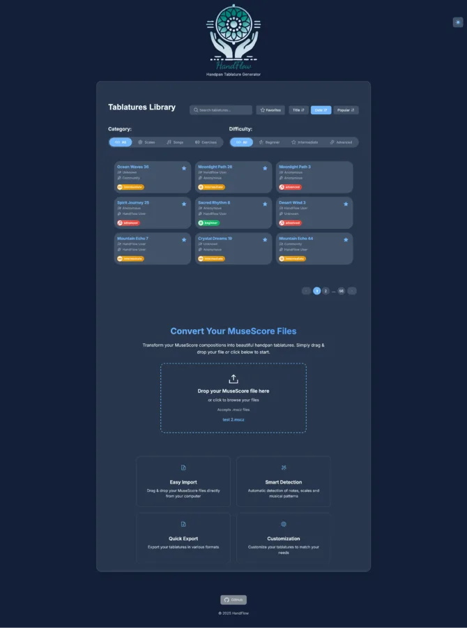 v2: tablature library, dark theme